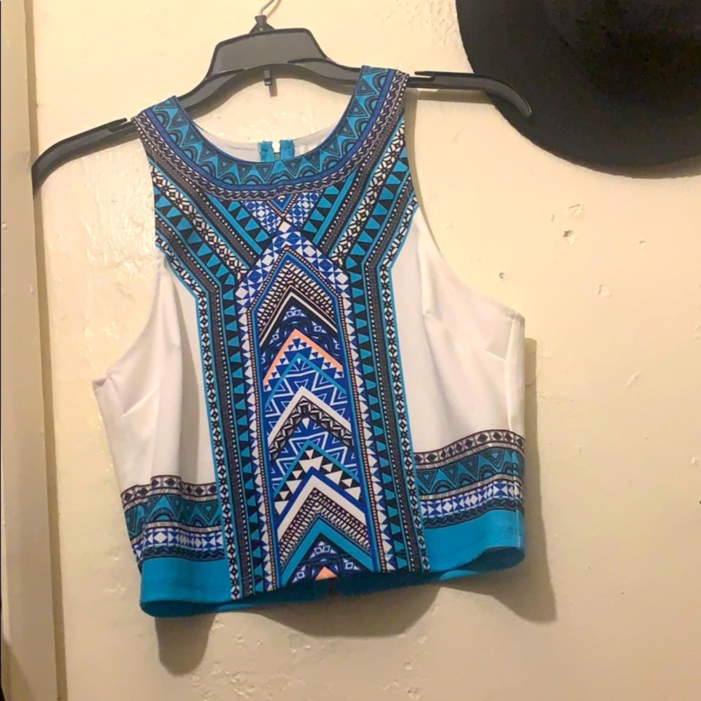 Tribal print crop tank top